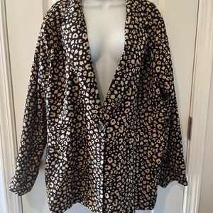 SHEIN Black and Tan Leopard Print Blazer Jacket